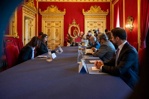 September 14, 2026, Lisbon, Lisbon, Portugal: Minister of State and Foreign Affairs, Paulo Rangel, meeting with the Minister of Foreign Affairs of Palestine, Varsen Aghabekian, at the Ministry of Foreign Affairs in Lisbon. Lisbon Portugal - ZUMAr238 20260914_zip_r238_016 Copyright: xRicardoxRochax