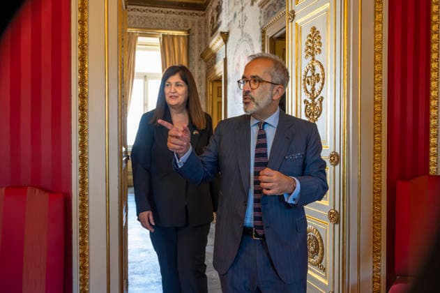 September 14, 2026, Lisbon, Lisbon, Portugal: Minister of State and Foreign Affairs, Paulo Rangel, meeting with the Minister of Foreign Affairs of Palestine, Varsen Aghabekian, at the Ministry of Foreign Affairs in Lisbon. Lisbon Portugal - ZUMAr238 20260914_zip_r238_020 Copyright: xRicardoxRochax
