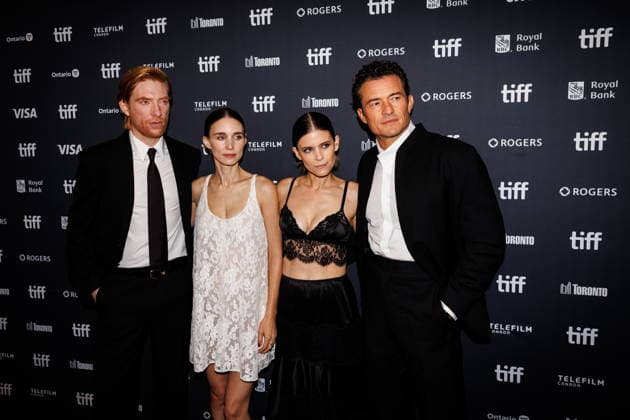 September 14, 2026, Toronto, On, Canada: Domhnall Gleeson, from left, Rooney Mara, Kate Mara and Orlando Bloom are photographed on the red carpet for the film Bucking Fastard during the Toronto International Film Festival in Toronto, on Monday, Sept. 14, 2026. Toronto Canada  - ZUMAc35_ 20260914_zaf_c35_013 Copyright: xKeitoxNewmanx