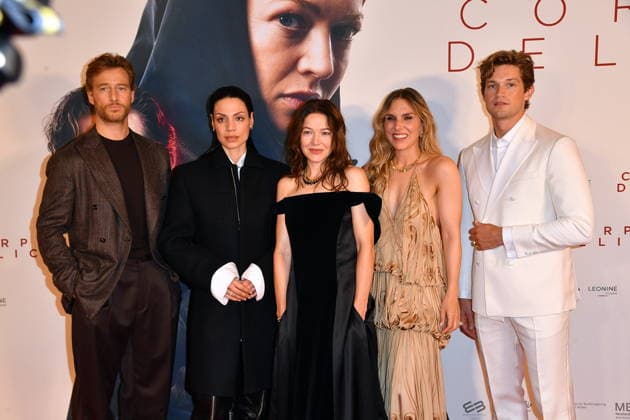 Premiere of *CORPUS DELICTI* in Berlin: Alexander Fehling, Haley Louise Jones, Lena Stahl, and Damian Hardung at the premiere of *CORPUS DELICTI* at the Delphi Filmpalast in Berlin on September 14, 2026 Copyright: xEventpressxBerndtx