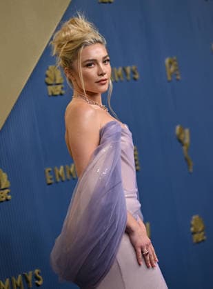 Florence Pugh arrives for the 78th annual Primetime Emmy Awards at the Peacock Theater in Los Angeles on Monday, September 14, 2026.  LAP20260914502 CHRISxCHEW