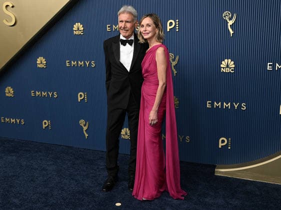 Harrison Ford and wife Calista Flockhart arrive for the 78th annual Primetime Emmy Awards at the Peacock Theater in Los Angeles on Monday, September 14, 2026.  LAP2026091406a JohnxMcCoy