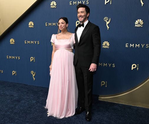 Kaley Cuoco and Tom Pelphrey arrive for the 78th annual Primetime Emmy Awards at the Peacock Theater in Los Angeles on Monday, September 14, 2026.  LAP20260914023 JohnxMcCoy