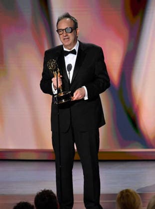 Saul Metzstein accepts the Outstanding Directing for a Drama Series Award for Slow Horses on stage during the 78th annual Primetime Emmy Awards at the Peacock Theater in Los Angeles on Monday, September 14, 2026.  LAP20260914157 JIMxRUYMEN