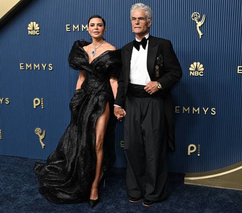 Lisa Rinna and Harry Hamlin arrive for the 78th annual Primetime Emmy Awards at the Peacock Theater in Los Angeles on Monday, September 14, 2026.  LAP20260914893 JohnxMcCoy