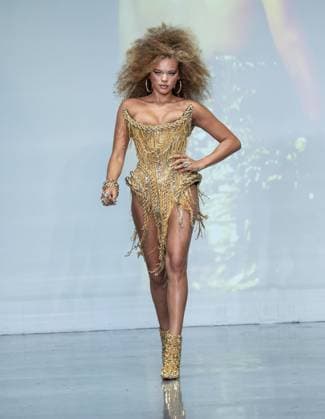 September 14, 2026, Bronx, New York, USA: A model walks runway for The Blonds 20th Anniversary by David and Phillipe Blond presented by Motorola Razr Spring Summer 27 fashion show during SS27 FW at Lavan in New York, NY on September 15, 2026. Bronx USA  - ZUMAr339 20260914_znp_r339_036 Copyright: xLevxRadinx