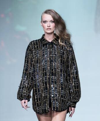 September 14, 2026, Bronx, New York, USA: A model walks runway for The Blonds 20th Anniversary by David and Phillipe Blond presented by Motorola Razr Spring Summer 27 fashion show during SS27 FW at Lavan in New York, NY on September 15, 2026. Bronx USA  - ZUMAr339 20260914_znp_r339_048 Copyright: xLevxRadinx