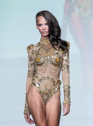 September 14, 2026, Bronx, New York, USA: A model walks runway for The Blonds 20th Anniversary by David and Phillipe Blond presented by Motorola Razr Spring Summer 27 fashion show during SS27 FW at Lavan in New York, NY on September 15, 2026. Bronx USA  - ZUMAr339 20260914_znp_r339_056 Copyright: xLevxRadinx