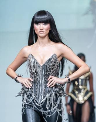 September 14, 2026, Bronx, New York, USA: A model walks runway for The Blonds 20th Anniversary by David and Phillipe Blond presented by Motorola Razr Spring Summer 27 fashion show during SS27 FW at Lavan in New York, NY on September 15, 2026. Bronx USA  - ZUMAr339 20260914_znp_r339_079 Copyright: xLevxRadinx