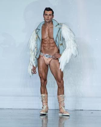 September 14, 2026, Bronx, New York, USA: A model walks runway for The Blonds 20th Anniversary by David and Phillipe Blond presented by Motorola Razr Spring Summer 27 fashion show during SS27 FW at Lavan in New York, NY on September 15, 2026. Bronx USA  - ZUMAr339 20260914_znp_r339_188 Copyright: xLevxRadinx