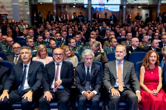 The King presides over the opening of the 2026–2027 academic year at the National School of Civil Protection: King Felipe VI (2nd from left), Interior Minister Fernando Grande Marlaska (3rd from left), and Director General of Civil Protection and Emergencies Virginia Barcones (1st from left), during the opening of the 2026–2027 academic year at the National School of Civil Protection, on September 15, 2026, in Rivas Vaciamadrid, Madrid, Spain. The King presided over the opening ceremony to mark the renovation of the school’s facilities, where students will receive specialized civil protection training from the General State Administration and other entities with which the school maintains collaborative relationships. SEPTEMBER 15, 2026, Ri  Copyright: xAlbertoxOrtegax 7776042