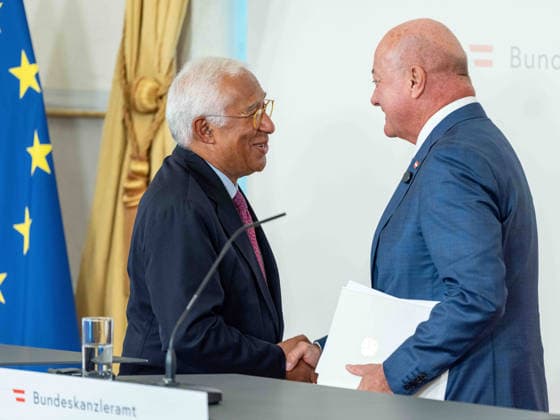 September 15, 2026: Working visit to the capitals—President Antonio Costa of the European Council and Federal Chancellor Christian Stocker of the ÖVP—on September 15, 2026, during the working visit as part of the EU Council President’s Tour of the Capitals at the Federal Chancellery in Vienna, Vienna, Austria