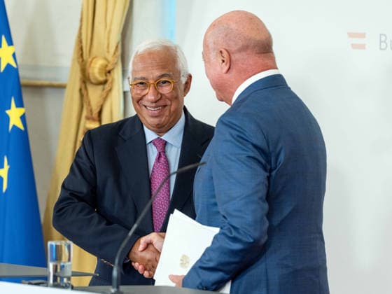 September 15, 2026: Working visit to the capitals—President Antonio Costa of the European Council and Federal Chancellor Christian Stocker of the ÖVP—on September 15, 2026, during the working visit as part of the EU Council President’s Tour of the Capitals at the Federal Chancellery in Vienna, Vienna, Austria