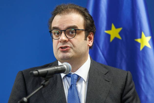 Lars Klingbeil (SPD), Federal Minister of Finance, during a press statement with Eurogroup President Kyriakos Pierrakakis; Lars Klingbeil (SPD), Federal Minister of Finance, during a press briefing with Eurogroup President Kyriakos Pierrakakis at the Ministry of Finance on September 15, 2026, in Berlin, Berlin, Germany, Ministry of Finance