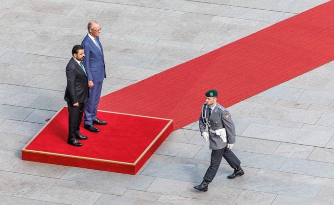 Chancellor Friedrich Merz (CDU) with the Prime Minister of the Republic of Iraq, Ali Falih Kadhim al Saidi; Chancellor Friedrich Merz (CDU) with the Prime Minister of the Republic of Iraq, Ali Falih Kadhim al Saidi, at the Federal Chancellery in Berlin on September 15, 2026; Berlin, Berlin, Germany; Federal Chancellery