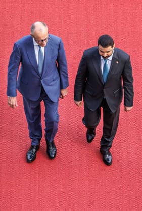 Chancellor Friedrich Merz (CDU) with the Prime Minister of the Republic of Iraq, Ali Falih Kadhim al Saidi; Chancellor Friedrich Merz (CDU) with the Prime Minister of the Republic of Iraq, Ali Falih Kadhim al Saidi, at the Federal Chancellery in Berlin on September 15, 2026; Berlin, Berlin, Germany; Federal Chancellery