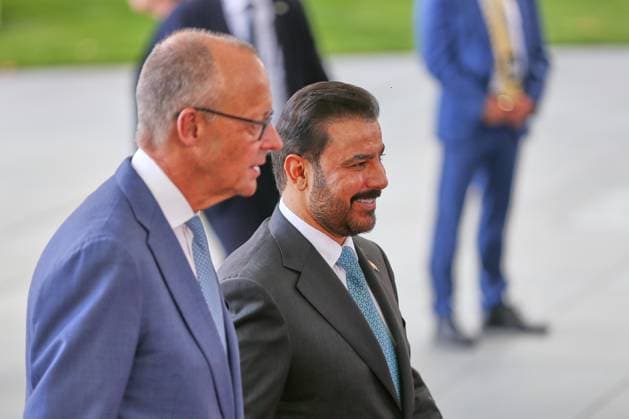 Berlin, Germany, September 15, 2026; Federal Chancellery: Reception for the Prime Minister of Iraq; Federal Chancellor Friedrich Merz (CDU) and Ali al Zaidi at the reception with military honors Copyright: xdtsxNachrichtenagenturx dts_134707