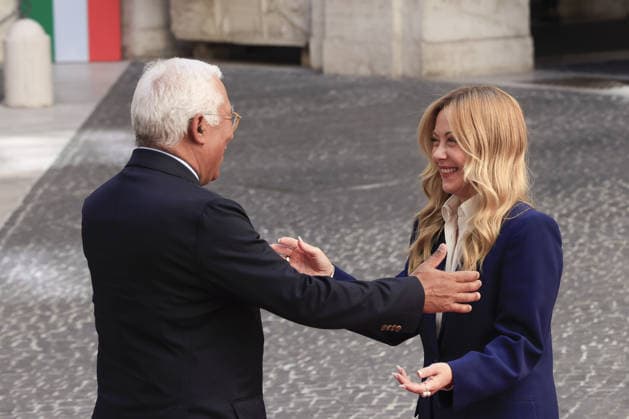 Italian Premier Giorgia Meloni meets European Council President Antonio Costa ROME, ITALY - SEPTEMBER 15: Italian Premier Giorgia Meloni (R) welcomes European Council President Antonio Costa (L) at Chigi Palace government office in Rome, Italy, on September 15, 2026. Riccardo De Luca Anadolu Rome Italy. Editorial use only. Please get in touch for any other usage.  Copyright: x2026xAnadoluxRiccardoxDexLucax