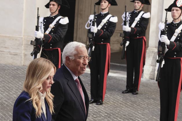 Italian Premier Giorgia Meloni meets European Council President Antonio Costa ROME, ITALY - SEPTEMBER 15: Italian Premier Giorgia Meloni (L) welcomesEuropean Council President Antonio Costa (R) at Chigi Palace government office in Rome, Italy, on September 15, 2026. Riccardo De Luca Anadolu Rome Italy. Editorial use only. Please get in touch for any other usage.  Copyright: x2026xAnadoluxRiccardoxDexLucax