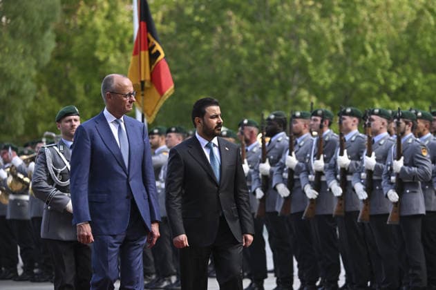 Friedrich Merz welcomes Iraqi Prime Minister Ali al-Zeidi in Berlin BERLIN, GERMANY - SEPTEMBER 15: German Chancellor Friedrich Merz receives Iraqi Prime Minister Ali al-Zaidi with an official ceremony at Federal Chancellery in Berlin, Germany on September 15, 2026. Halil Sagirkaya Anadolu Berlin Germany. Editorial use only. Please get in touch for any other usage.  Copyright: x2026xAnadoluxHalilxSagirkayax