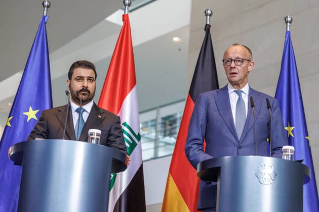 Chancellor Friedrich Merz (CDU) with the Prime Minister of the Republic of Iraq, Ali Falih Kadhim al Saidi; Chancellor Friedrich Merz (CDU) with the Prime Minister of the Republic of Iraq, Ali Falih Kadhim al Saidi, at the Federal Chancellery in Berlin on September 15, 2026; Berlin, Berlin, Germany; Federal Chancellery