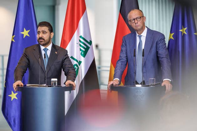 Chancellor Friedrich Merz (CDU) with the Prime Minister of the Republic of Iraq, Ali Falih Kadhim al Saidi; Chancellor Friedrich Merz (CDU) with the Prime Minister of the Republic of Iraq, Ali Falih Kadhim al Saidi, at the Federal Chancellery in Berlin on September 15, 2026; Berlin, Berlin, Germany; Federal Chancellery