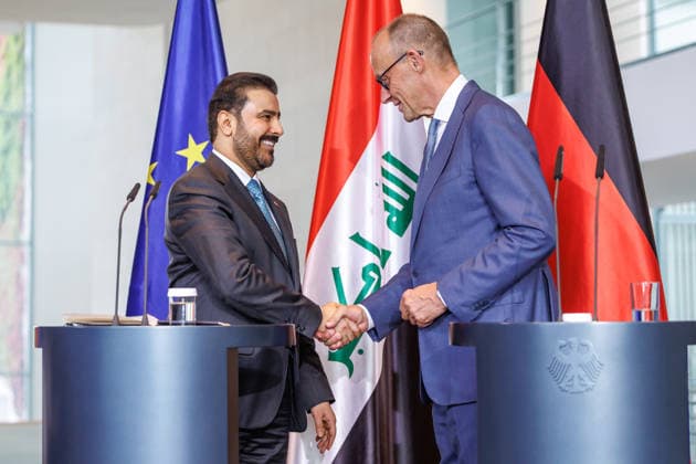Chancellor Friedrich Merz (CDU) with the Prime Minister of the Republic of Iraq, Ali Falih Kadhim al Saidi; Chancellor Friedrich Merz (CDU) with the Prime Minister of the Republic of Iraq, Ali Falih Kadhim al Saidi, at the Federal Chancellery in Berlin on September 15, 2026; Berlin, Berlin, Germany; Federal Chancellery