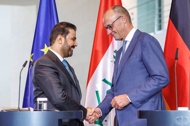Chancellor Friedrich Merz (CDU) with the Prime Minister of the Republic of Iraq, Ali Falih Kadhim al Saidi; Chancellor Friedrich Merz (CDU) with the Prime Minister of the Republic of Iraq, Ali Falih Kadhim al Saidi, at the Federal Chancellery in Berlin on September 15, 2026; Berlin, Berlin, Germany; Federal Chancellery