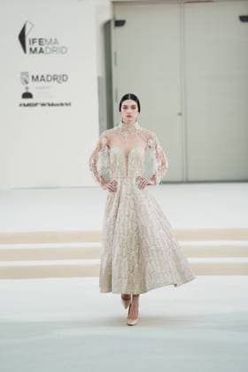 A model wears at collection runway a creation from HannibalLaguna during Pasarela Cibeles Mercedes-Benz Fashion Week Madrid 2026 in Madrid, onTuesday ,15 September 2026. Cordon Press 
