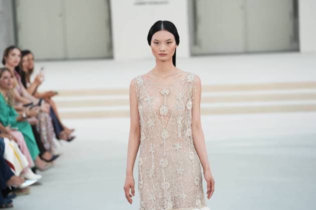A model wears at collection runway a creation from HannibalLaguna during Pasarela Cibeles Mercedes-Benz Fashion Week Madrid 2026 in Madrid, onTuesday ,15 September 2026. Cordon Press 