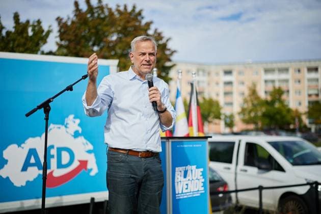 AfD Community Festival in Rostock ** FOR EDITORIAL USE ONLY ** EDITORIAL USE ONLY ** p Leif Erik Holm, AfD’s top candidate for the state election in Mecklenburg-Western Pomerania, speaks at a community festival in Rostock, Mecklenburg-Western Pomerania, Germany. Copyright JörgxCarstensen Copyright: JörgxCarstensen doc87m58penv78mx1bemwe ,EDITORIAL USE ONLY Copyright: JörgxCarstensen