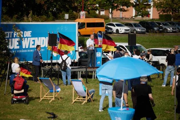 AfD Community Festival in Rostock ** FOR EDITORIAL USE ONLY ** EDITORIAL USE ONLY ** p Leif Erik Holm, AfD’s top candidate for the state election in Mecklenburg-Western Pomerania, speaks at a community festival in Rostock, Mecklenburg-Western Pomerania, Germany. Copyright JörgxCarstensen Copyright: JörgxCarstensen doc87m59np82ab1kwyaamr4 ,EDITORIAL USE ONLY Copyright: JörgxCarstensen