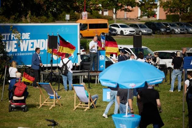 AfD Community Festival in Rostock ** FOR EDITORIAL USE ONLY ** EDITORIAL USE ONLY ** p Leif Erik Holm, AfD’s top candidate for the state election in Mecklenburg-Western Pomerania, speaks at a community festival in Rostock, Mecklenburg-Western Pomerania, Germany. Copyright JörgxCarstensen Copyright: JörgxCarstensen doc87m59nphyg5p8agmwe ,EDITORIAL USE ONLY Copyright: JörgxCarstensen
