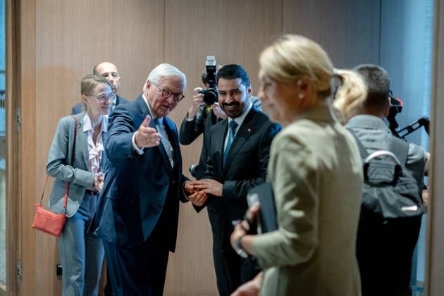 Prime Minister Ali Faleh Al Zaidi, Federal President Frank Walter Steinmeier, Berlin, Official Residence at the Spreebogen, Prime Minister of Iraq Ali Faleh Al Zaidi, Federal President Frank Walter Steinmeier, Berlin, Berlin, GER