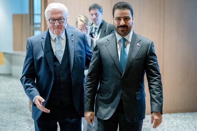 Prime Minister Ali Faleh Al Zaidi, Federal President Frank Walter Steinmeier, Berlin, Official Residence at the Spreebogen, Prime Minister of Iraq Ali Faleh Al Zaidi, Federal President Frank Walter Steinmeier, Berlin, Berlin, GER