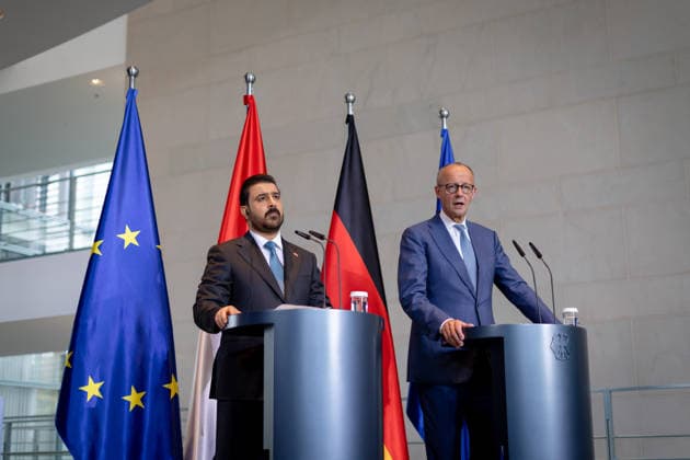 Prime Minister of Iraq, Ali Faleh Al Zaidi; Federal Chancellor, Friedrich Merz; Berlin; Federal Chancellery; Prime Minister of Iraq, Ali Faleh Al Zaidi; Federal Chancellor, Friedrich Merz; Berlin; Berlin, GER