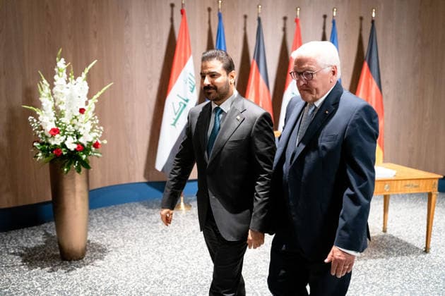 Prime Minister Ali Faleh Al Zaidi, Federal President Frank Walter Steinmeier, Berlin, official residence at the Spreebogen, Prime Minister of Iraq Ali Faleh Al Zaidi, Federal President Frank Walter Steinmeier, Berlin, Berlin, GER