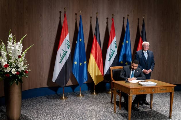 Prime Minister Ali Faleh Al Zaidi, Federal President Frank Walter Steinmeier, Berlin, official residence at Spreebogen, Prime Minister of Iraq Ali Faleh Al Zaidi, Federal President Frank Walter Steinmeier, Berlin, Berlin, GER