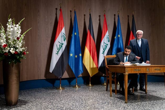 Prime Minister Ali Faleh Al Zaidi, Federal President Frank Walter Steinmeier, Berlin, official residence at Spreebogen, Prime Minister of Iraq Ali Faleh Al Zaidi, Federal President Frank Walter Steinmeier, Berlin, Berlin, GER