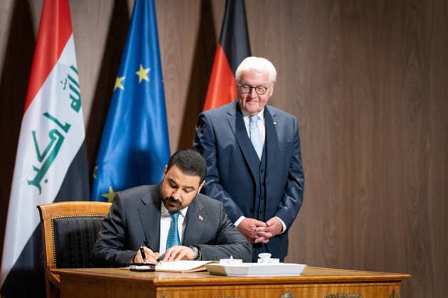 Prime Minister Ali Faleh Al Zaidi, Federal President Frank Walter Steinmeier, Berlin, official residence at Spreebogen, Prime Minister of Iraq Ali Faleh Al Zaidi, Federal President Frank Walter Steinmeier, Berlin, Berlin, GER