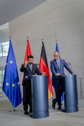 Prime Minister of Iraq, Ali Faleh Al Zaidi; Federal Chancellor, Friedrich Merz; Berlin; Federal Chancellery; Prime Minister of Iraq, Ali Faleh Al Zaidi; Federal Chancellor, Friedrich Merz; Berlin; Berlin, GER