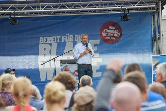 AfD Community Festival in Rostock ** FOR EDITORIAL USE ONLY ** EDITORIAL USE ONLY ** p Leif Erik Holm, AfD’s top candidate for the state election in Mecklenburg-Western Pomerania, speaks at a community festival in Germany, Mecklenburg-Western Pomerania, Bad Doberan. Copyright JörgxCarstensen Copyright: JörgxCarstensen doc87m5lnj5tpd1hdjmy1uon ,EDITORIAL USE ONLY Copyright: JörgxCarstensen