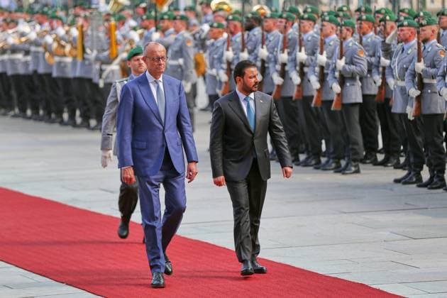 Berlin, Germany, September 15, 2026, Federal Chancellery: Reception for the Prime Minister of Iraq; Federal Chancellor Friedrich Merz (CDU) and Ali al Zaidi at the reception with military honors Copyright: xdtsxNachrichtenagenturx dts_134709