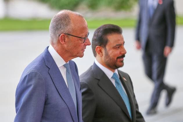 Berlin, Germany, September 15, 2026; Federal Chancellery: Reception for the Prime Minister of Iraq; Federal Chancellor Friedrich Merz (CDU) and Ali al Zaidi at the reception with military honors Copyright: xdtsxNachrichtenagenturx dts_134708