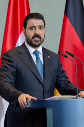 Merz and Al Zaidi, September 15, 2026, Berlin, Germany: Joint press conference between German Chancellor Friedrich Merz (CDU) and Iraqi Prime Minister Ali Faleh Al Zaidi at the Chancellery