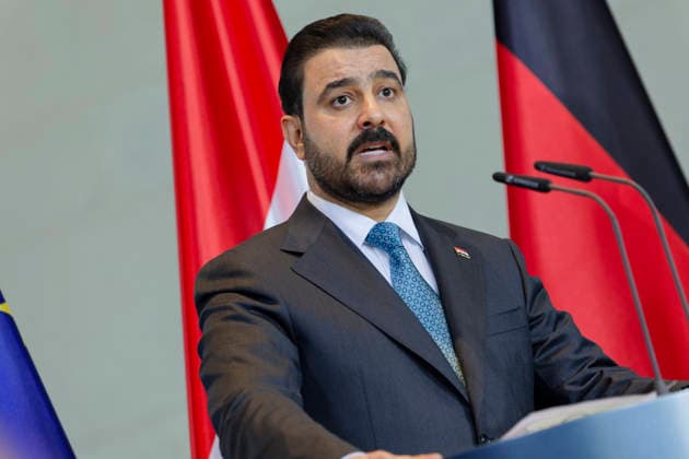 Ali Faleh Al Zaidi September 15, 2026, Berlin, Germany Joint press conference between the German Chancellor and the Prime Minister of Iraq, Ali Faleh Al Zaidi, at the Chancellery