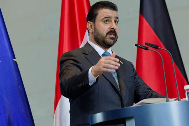 Ali Faleh Al Zaidi September 15, 2026, Berlin, Germany Joint press conference between the German Chancellor and the Prime Minister of Iraq, Ali Faleh Al Zaidi, at the Chancellery