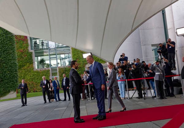 Merz and Al Zaidi, September 15, 2026, Berlin, Germany: Joint press conference between German Chancellor Friedrich Merz (CDU) and Iraqi Prime Minister Ali Faleh Al Zaidi at the Chancellery