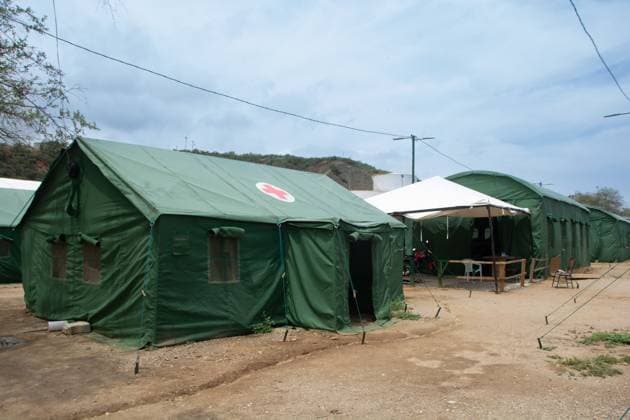 Earthquake-displaced families remain in temporary camps in Venezuela LA GUAIRA, VENEZUELA, SEPTEMBER 12, 2026: Residents displaced by earthquakes remain in transitional camps in La Guaira more than two months after the disaster. The facilities provide basic services including restrooms, showers, laundry areas and internet access, while some residents have established small stalls selling food and other goods as daily and commercial activity develops within the temporary settlements. Caracas Venezuela (Bolivarian Republic of) Copyright: x xFranyerxNievesx(Babel)x xJNAxPressx
