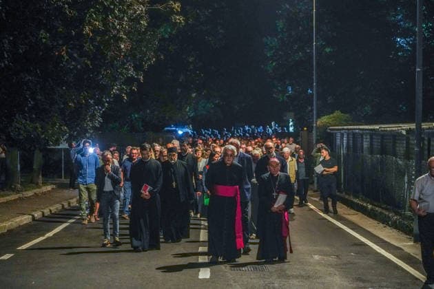 IPA88576484 - SEVESO (MB), September 15, 2026 - A procession through the streets of Seveso with Milan Archbishop Mario Delpini to mark the 50th anniversary of the ICMESA environmental disaster.  Copyright: xEmanuelexRobertoxDexCarlix xx IPA88576484